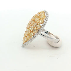 Fancy Yellow Diamond Cluster Tear Drop 14k White Gold Ring Fancy Yellow Diamond Cluster Tear Drop 14k White Gold Ring