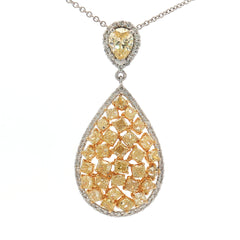 Fancy Yellow Diamond Tear Drop Pendant Set in 14k White Gold Fancy Yellow Diamond Tear Drop Pendant Set in 14k White Gold