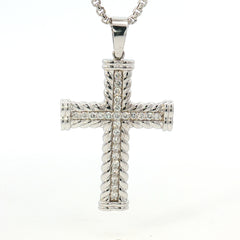 14K Gold Twisted Rope Diamond Cross Pendant 14K Gold Twisted Rope Diamond Cross Pendant