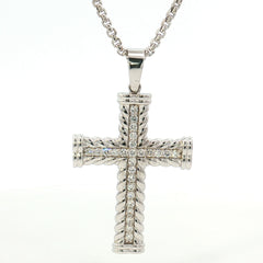 14K Gold Twisted Rope Diamond Cross Pendant 14K Gold Twisted Rope Diamond Cross Pendant