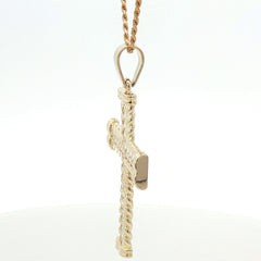14K Gold Twisted Rope Diamond Cross Pendant 14K Gold Twisted Rope Diamond Cross Pendant