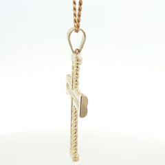 14K Gold Twisted Rope Diamond Cross Pendant 14K Gold Twisted Rope Diamond Cross Pendant