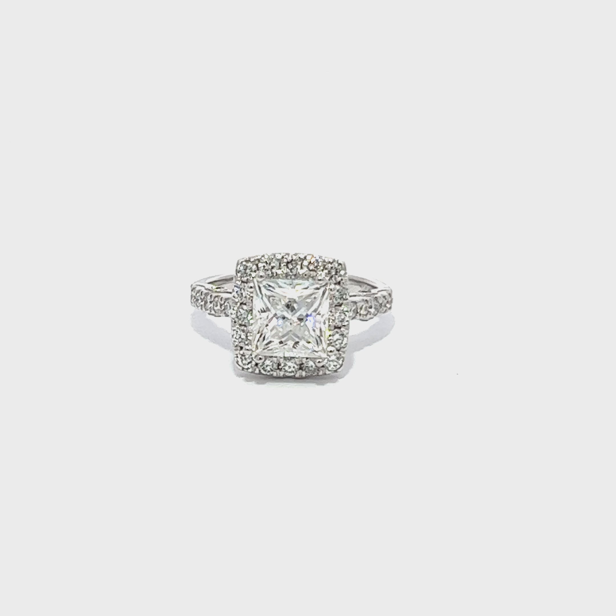14K White Gold Diamond with Halo Princess Cut Engagement Ring (1.00 ct) 14K White Gold Diamond with Halo Princess Cut Engagement Ring (1.00 ct)