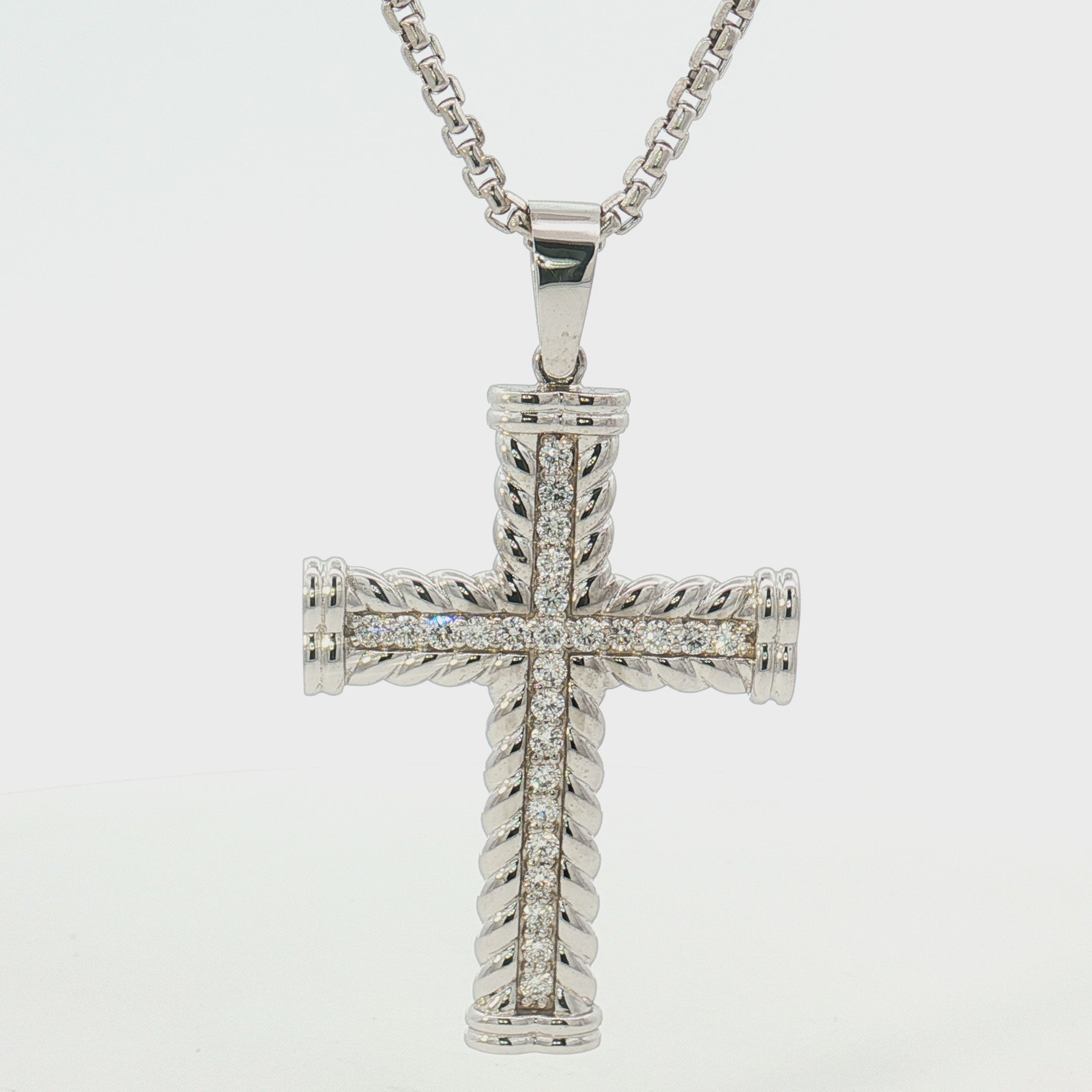 14K Gold Twisted Rope Diamond Cross Pendant 14K Gold Twisted Rope Diamond Cross Pendant