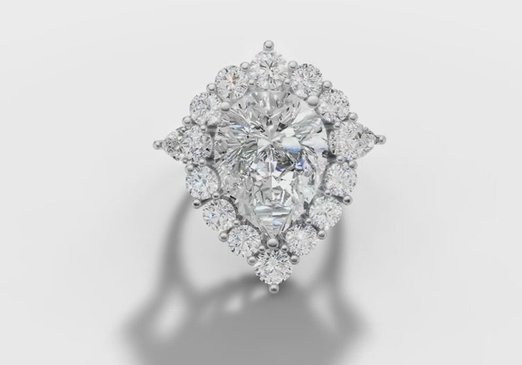 14K Gold 2 ct Pear Cut Diamond Classic Cocktail Ring 14K Gold 2 ct Pear Cut Diamond Classic Cocktail Ring