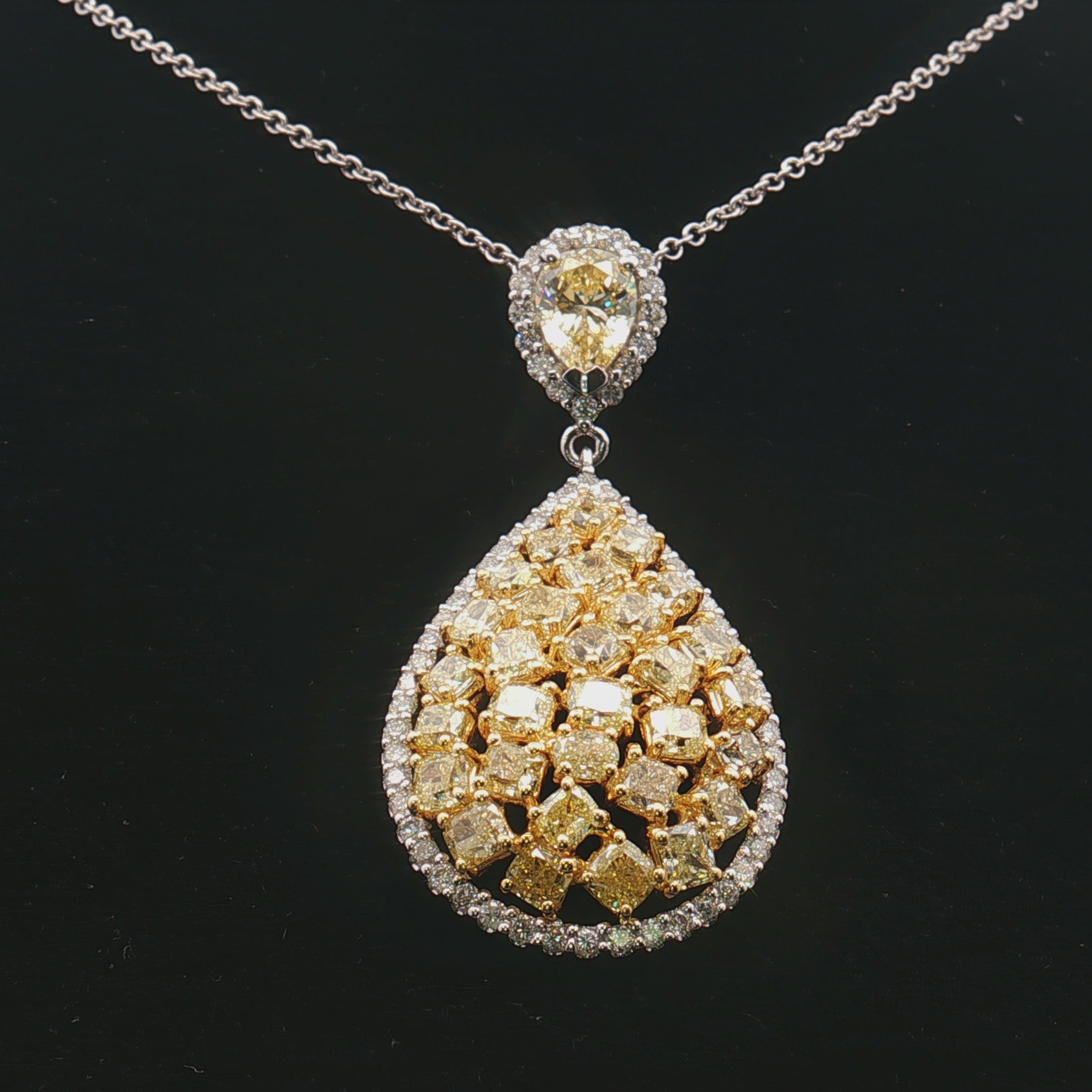 Fancy Yellow Diamond Tear Drop Pendant Set in 14k White Gold Fancy Yellow Diamond Tear Drop Pendant Set in 14k White Gold