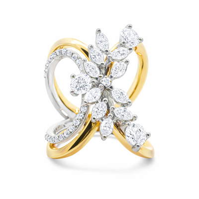 14K Dual Gold Marquise Diamond Bypass Fashion Ring (2.00 ct)