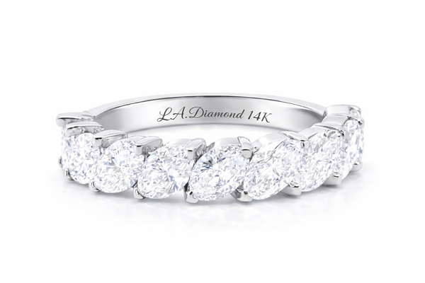 14K White Gold Marquise Diamond Half Eternity Band (2.00 ct) - rd475