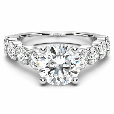 14K White Gold Round Diamond Engagement Ring