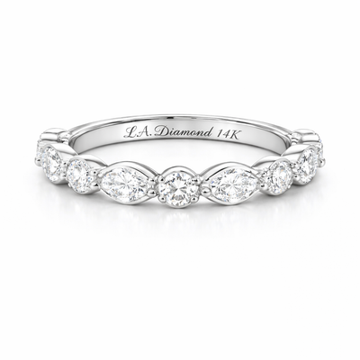 14K White Gold Marquise & Round Diamond Ring (0.83 ct)