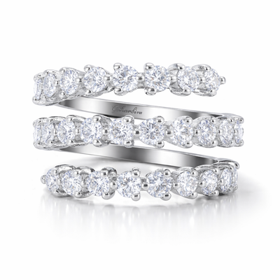18K White Gold Triple Row Wrap-Around Natural Diamond Ring (2.00 ct T.W.)