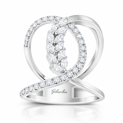 14K White Gold Marquise Diamond Sweep Fashion Ring (1.50 ct)