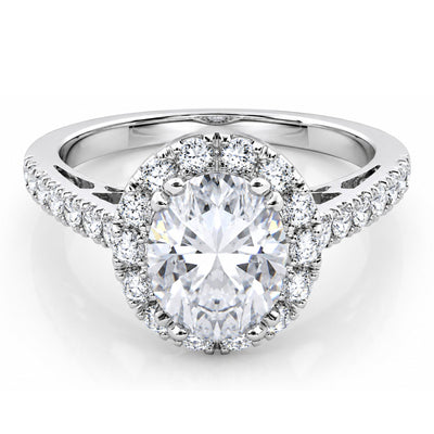 14K White Gold Oval Shape Diamond Engagement Ring (3.60 ctw)