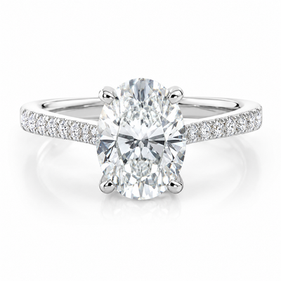 14K White Gold Oval Cut Lab Grown Diamond Engagement Ring (4.45 ct)