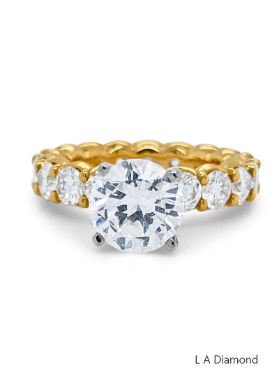 14K Yellow Gold Round Cut Diamond Engagement Ring (4.25 ct)