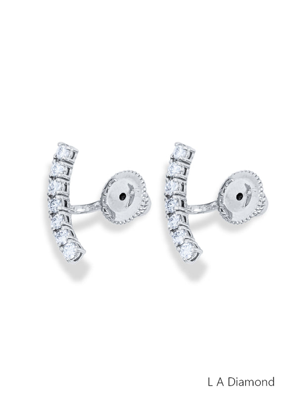 14k White Gold Natural Diamond Round Cut Stud Earring .40c - '115130