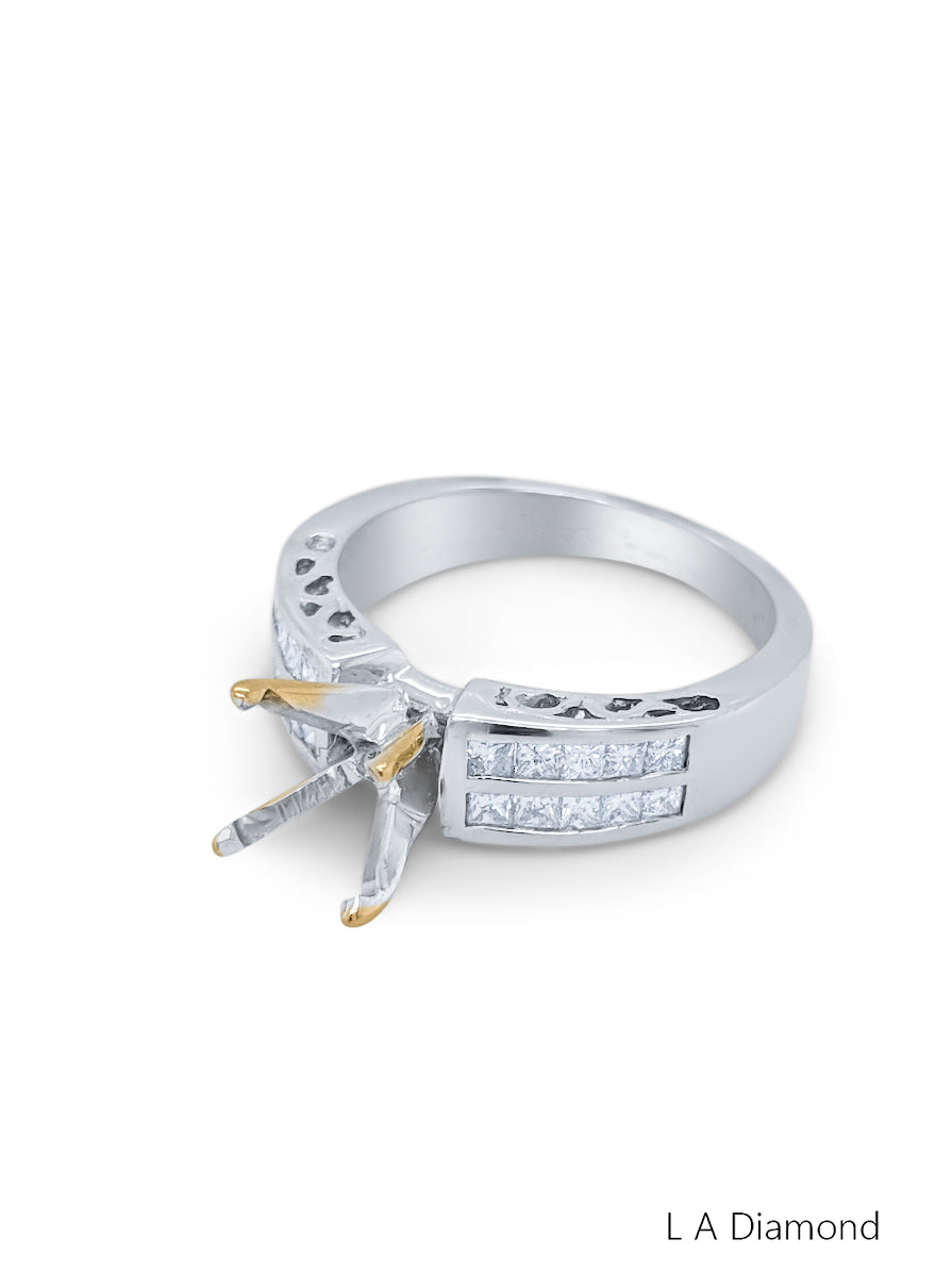 14K White Gold Bezel Corner Princess Cut Semi-Mount Engagement Ring (0.50 ct) 14K White Gold Bezel Corner Princess Cut Semi-Mount Engagement Ring (0.50 ct)
