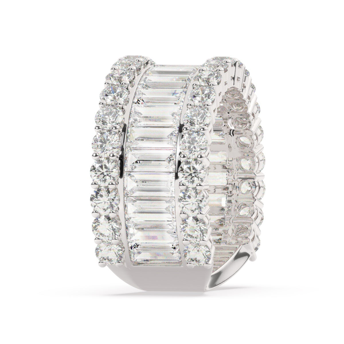 14K White Gold Diamond Baguette Anniversary Wedding Ring (5.15 ct)_ 14K White Gold Diamond Baguette Anniversary Wedding Ring (5.15 ct)_