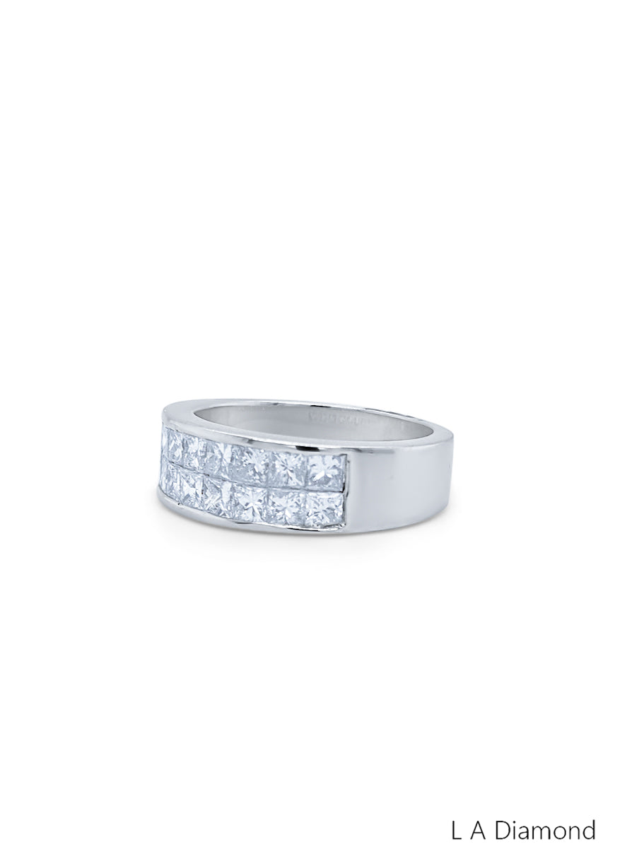 14K White Gold Diamond Bezel Corner Princess Cut Wedding Ring (1.66 ct)_ 14K White Gold Diamond Bezel Corner Princess Cut Wedding Ring (1.66 ct)_