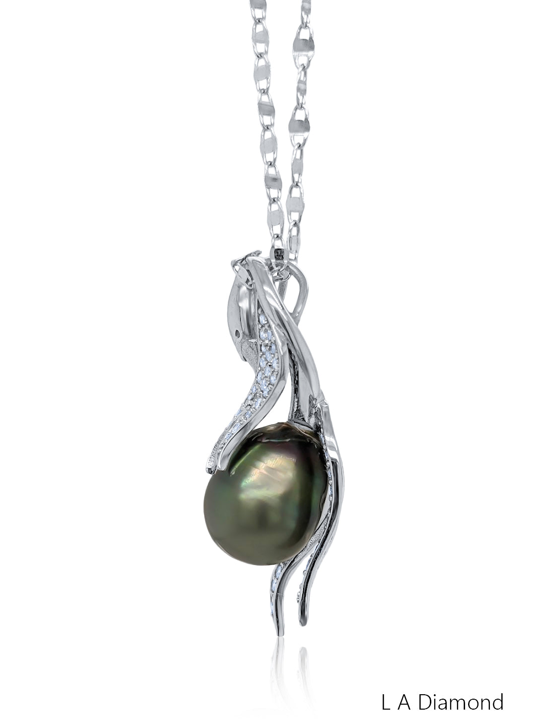 14K White Gold Diamond & Pearl Pendant (0.95 ct) 14K White Gold Diamond & Pearl Pendant (0.95 ct)