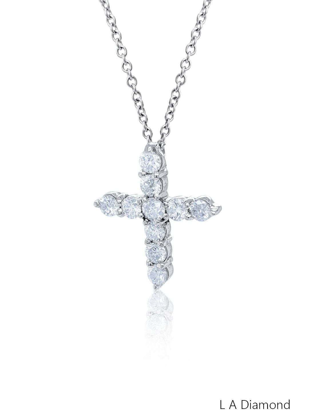14K White Gold Diamond Round Cut Classic Cross Pendant (2.56 ct) 14K White Gold Diamond Round Cut Classic Cross Pendant (2.56 ct)