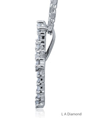 14K White Gold Diamond Round Cut Classic Cross Pendant (2 ct) 14K White Gold Diamond Round Cut Classic Cross Pendant (2 ct)