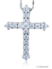 14K White Gold Diamond Round Cut Classic Cross Pendant (2 ct) 14K White Gold Diamond Round Cut Classic Cross Pendant (2 ct)
