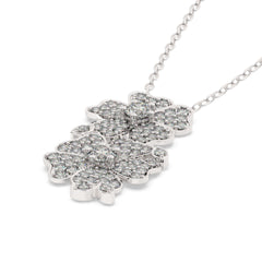 14K White Gold Diamond Round Cut Flower Pendant Necklace 14K White Gold Diamond Round Cut Flower Pendant Necklace