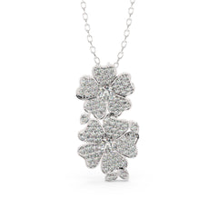 14K White Gold Diamond Round Cut Flower Pendant Necklace 14K White Gold Diamond Round Cut Flower Pendant Necklace