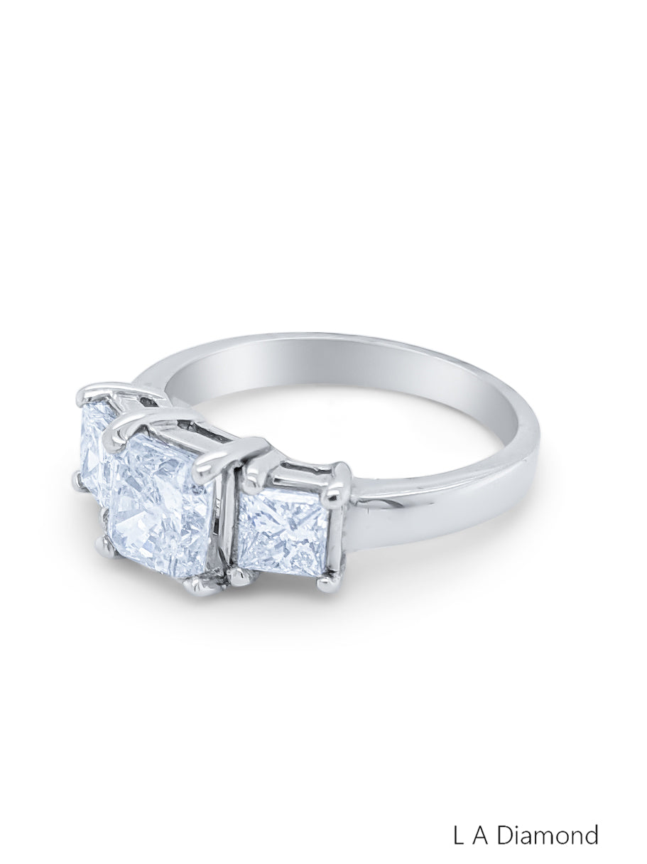 14K White Gold Princess Cut Three-Stone Engagement Ring (1.30 ct) 14K White Gold Princess Cut Three-Stone Engagement Ring (1.30 ct)