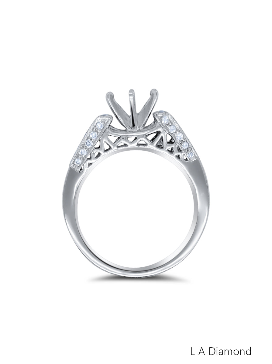 14K White Gold Round Cut Semi-Mount Engagement Ring (0.40 ct) 14K White Gold Round Cut Semi-Mount Engagement Ring (0.40 ct)