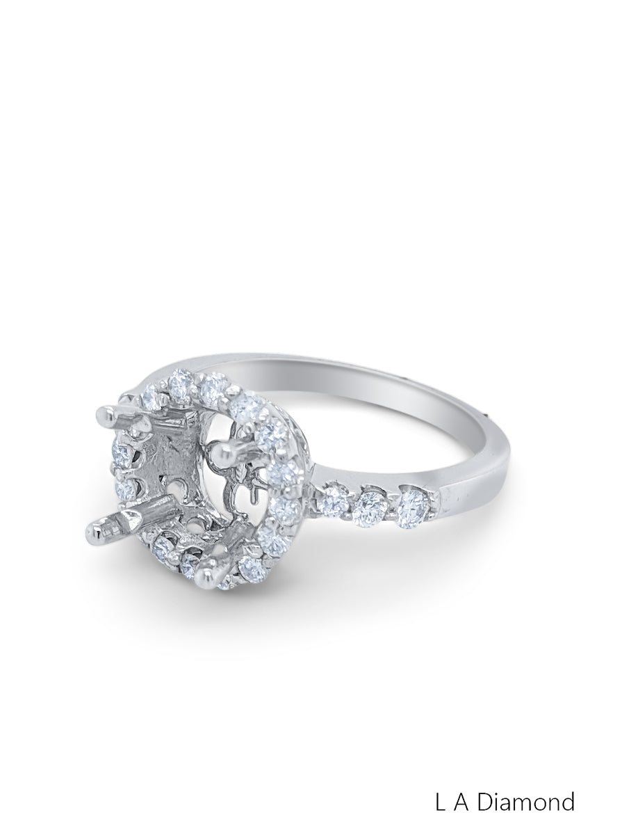 14K White Gold Round Cut Semi-Mount Engagement Ring (0.57 ct) 14K White Gold Round Cut Semi-Mount Engagement Ring (0.57 ct)