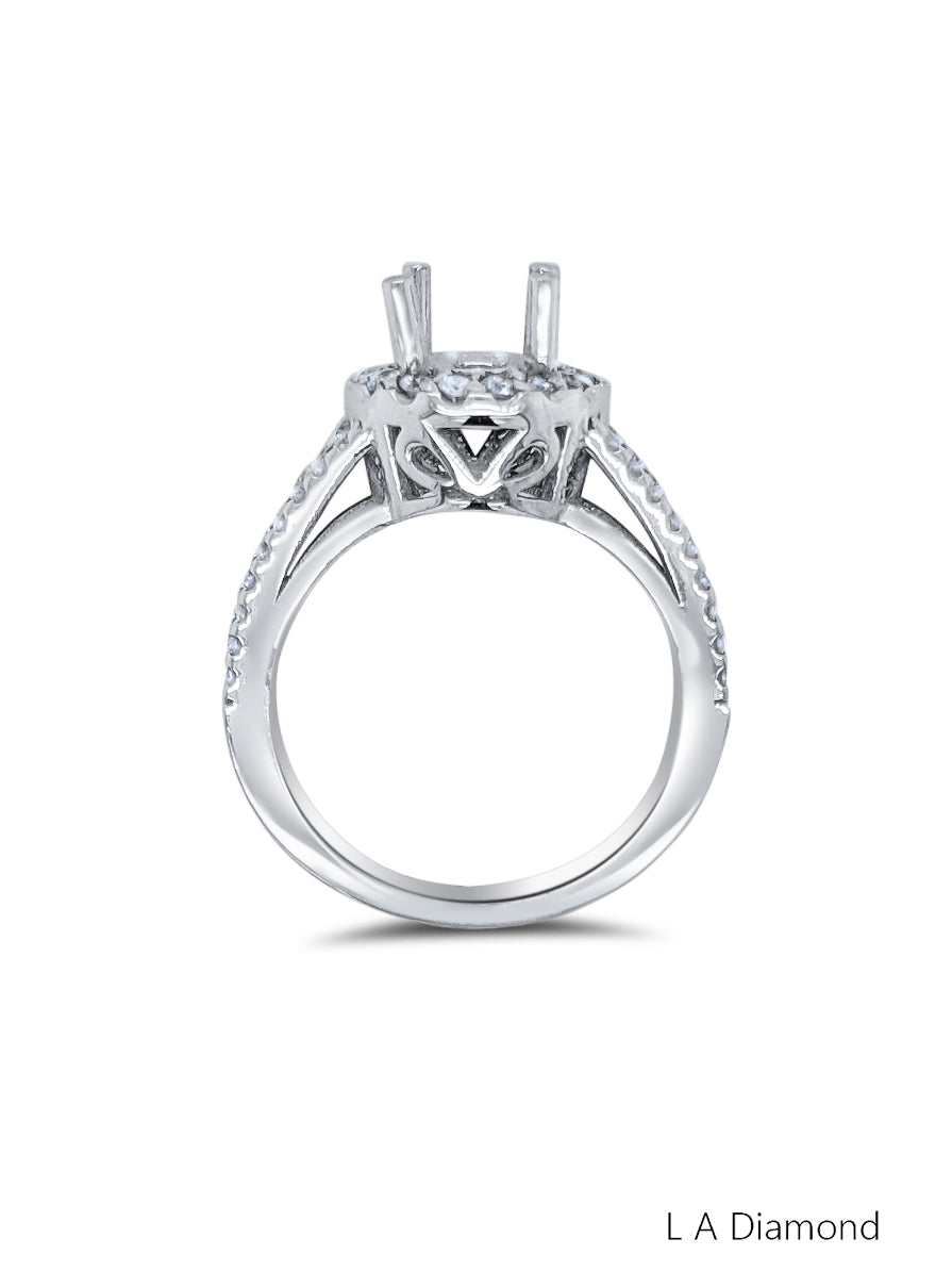 14K White Gold Round Cut Semi-Mount Halo Engagement Ring (0.71 ct) 14K White Gold Round Cut Semi-Mount Halo Engagement Ring (0.71 ct)