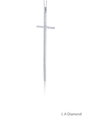 14K White Gold Round Diamond Minimalist Cross Pendant (1.20 ct) 14K White Gold Round Diamond Minimalist Cross Pendant (1.20 ct)
