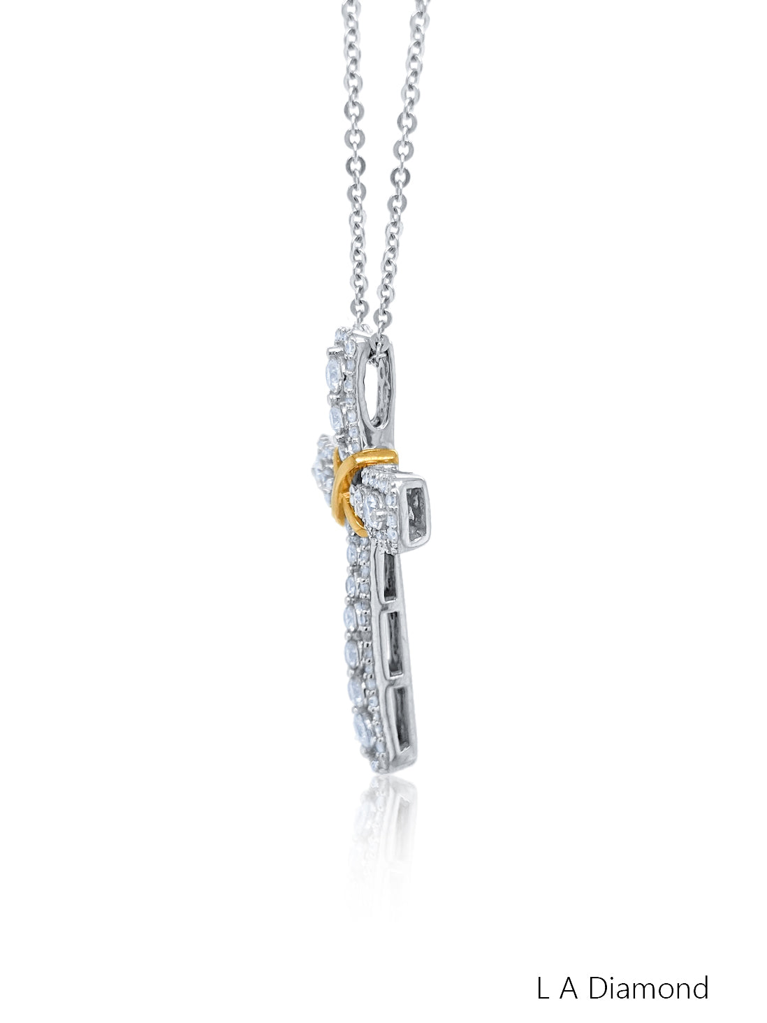 14K Yellow & White Gold Diamond Cross Pendant (1.00 ct) 14K Yellow & White Gold Diamond Cross Pendant (1.00 ct)