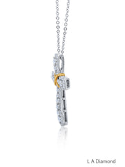 14K Yellow & White Gold Diamond Cross Pendant (1.00 ct) 14K Yellow & White Gold Diamond Cross Pendant (1.00 ct)