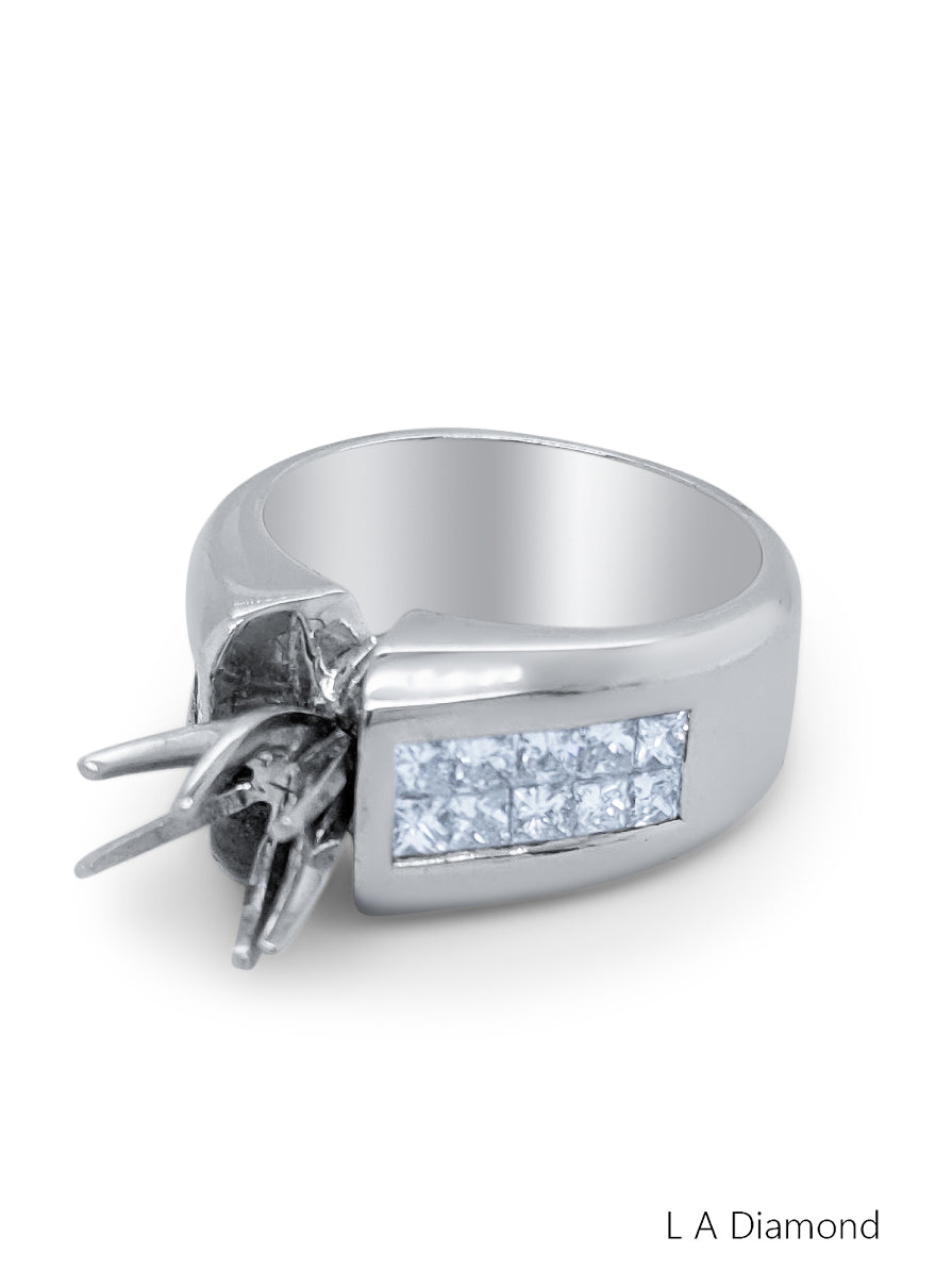 18K White Gold Diamond Bezel Corner Princess Cut Semi-Mount Engagement Ring (1 ct) 18K White Gold Diamond Bezel Corner Princess Cut Semi-Mount Engagement Ring (1 ct)