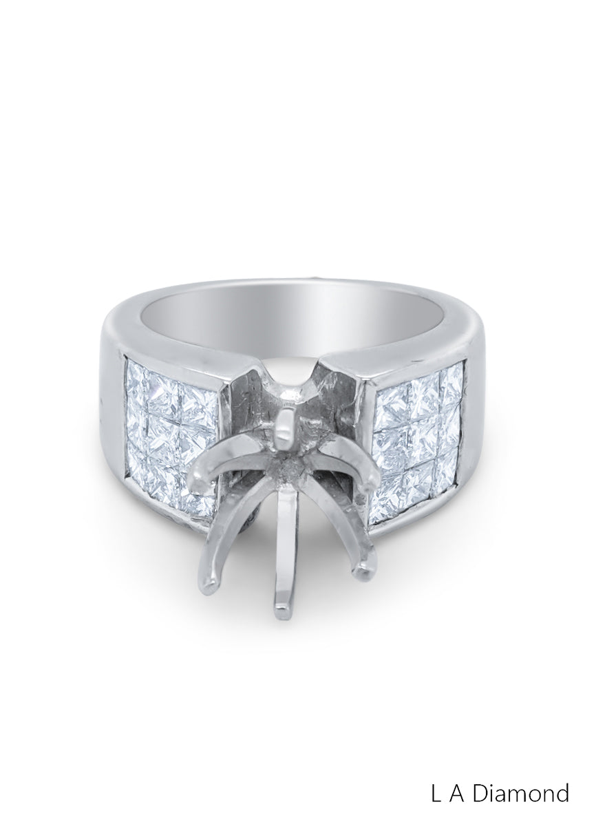 18K White Gold Diamond Princess Cut Multi-Layer Semi-Mount Engagement Ring – 1.26ct 18K White Gold Diamond Princess Cut Multi-Layer Semi-Mount Engagement Ring – 1.26ct
