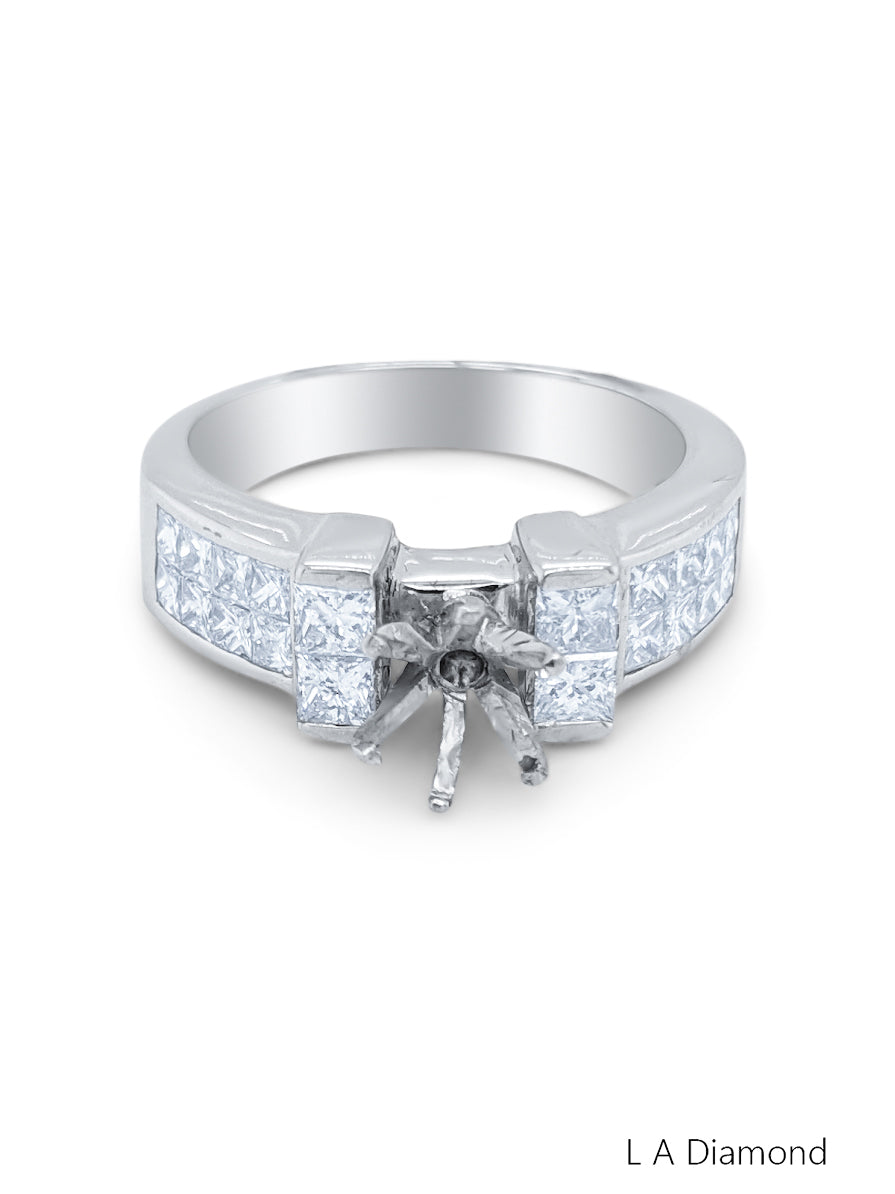 18K White Gold Diamond Princess Cut Semi-Mount Engagement Ring (1.20 ct) 18K White Gold Diamond Princess Cut Semi-Mount Engagement Ring (1.20 ct)