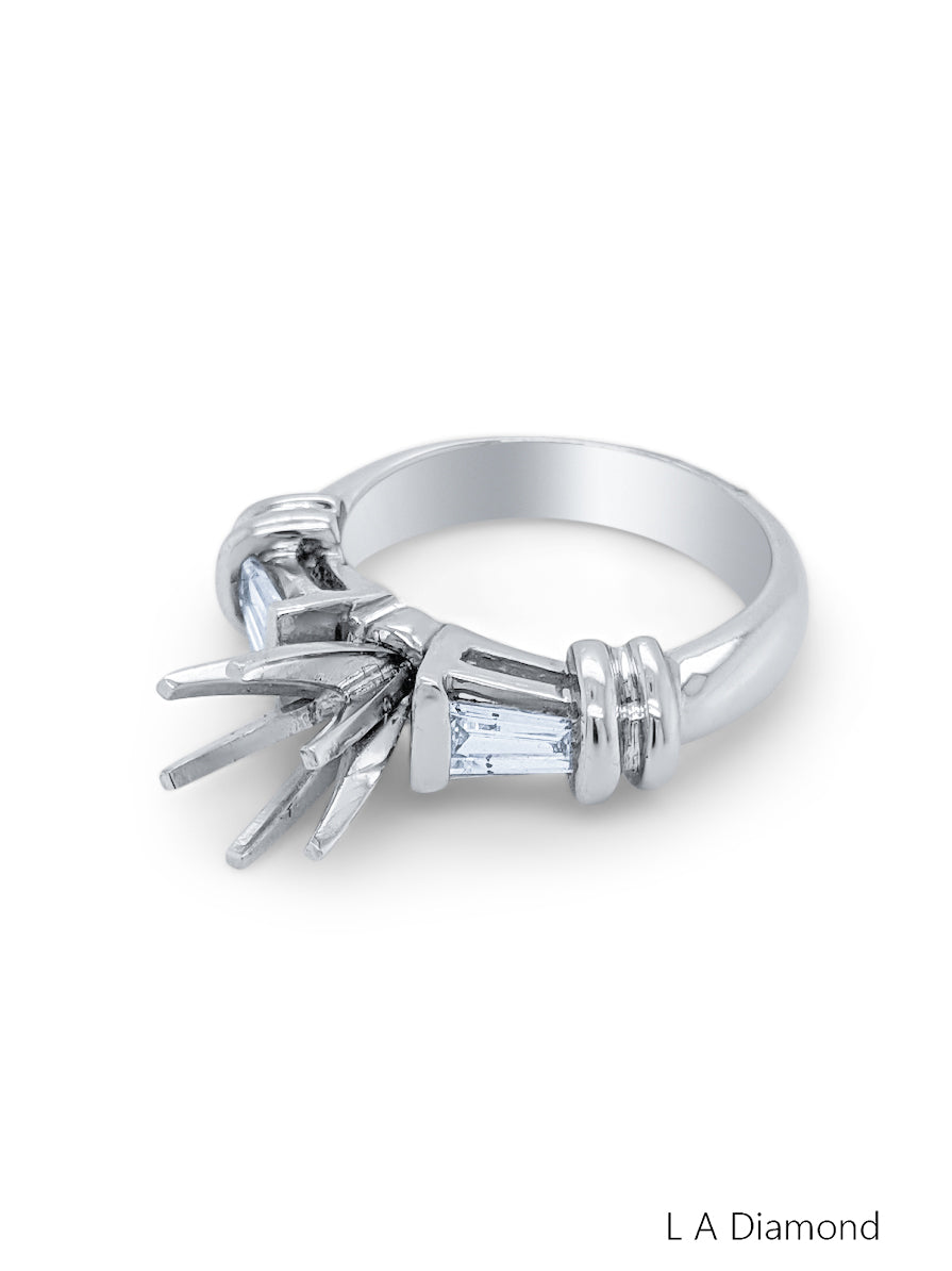 24K White Gold Baguette Cut Diamond Semi-Mount Ring (0.36 ct) 24K White Gold Baguette Cut Diamond Semi-Mount Ring (0.36 ct)