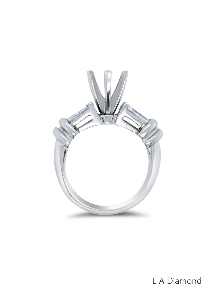 24K White Gold Baguette Cut Diamond Semi-Mount Ring (0.36 ct) 24K White Gold Baguette Cut Diamond Semi-Mount Ring (0.36 ct)