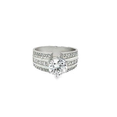 18K White Gold Diamond Frame Multi-Row Round Cut Engagement Ring 9.17c - LA DIAMOND 18K White Gold Diamond Frame Multi-Row Round Cut Engagement Ring 9.17c - LA DIAMOND