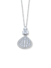 18k White Gold Diamond Pear Cut Teardrop Necklace Pendant 2.83c