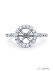 14K White Gold Diamond Round Cut with Halo Semi-Mount Engagement Ring (0.80 ct) 14K White Gold Diamond Round Cut with Halo Semi-Mount Engagement Ring (0.80 ct)
