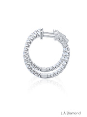 14k White Gold Diamond Inside-Out Round Cut  Hoop Earring 1.39c