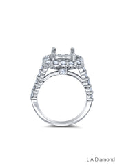14K White Gold Diamond Princess and Round Cut Semi-Mount Engagement Ring (1.00 ct) 14K White Gold Diamond Princess and Round Cut Semi-Mount Engagement Ring (1.00 ct)