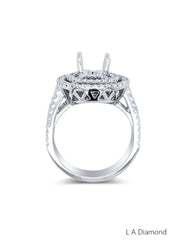 14K White Gold Diamond Double Halo Round Cut Semi-Mount Engagement Ring (2.20 ct) 14K White Gold Diamond Double Halo Round Cut Semi-Mount Engagement Ring (2.20 ct)