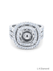 14K White Gold Diamond Double Halo Round Cut Semi-Mount Engagement Ring (2.20 ct) 14K White Gold Diamond Double Halo Round Cut Semi-Mount Engagement Ring (2.20 ct)