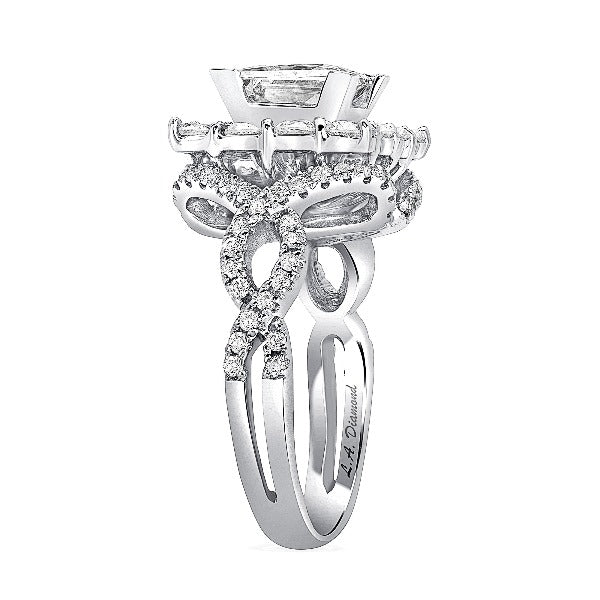 1 CT. T.W. Princess-Cut Diamond Double Frame Twist Engagement Ring in 14K White Gold - LA DIAMOND