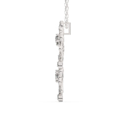 White Gold Diamond Round Cut Flower Design Necklace Pendant